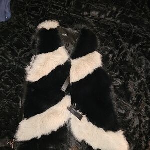 Zara Black and Cream Teddy Jacket